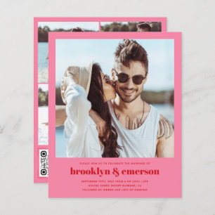 Papier Budget Photo moderne QR Code Retro Mariage