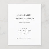 Papier Budget photo moderne simple mariage enregistrer la (Dos)