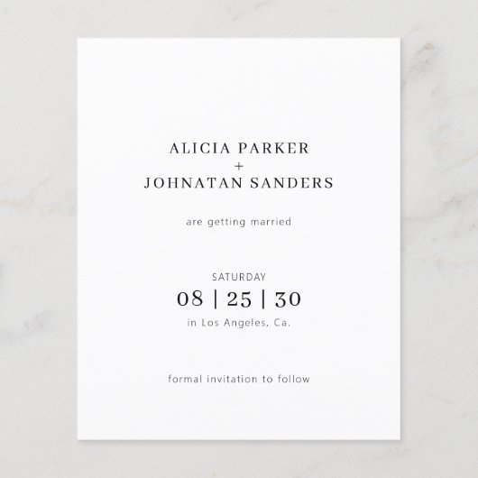 Papier Budget photo moderne simple mariage enregistrer la (Dos)