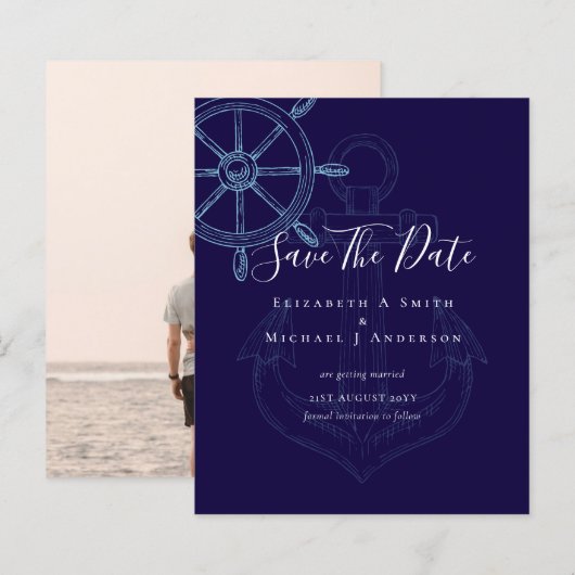 Papier BUDGET PHOTO Nautique Économiser Dates Sea Beach O (Devant / Derrière)