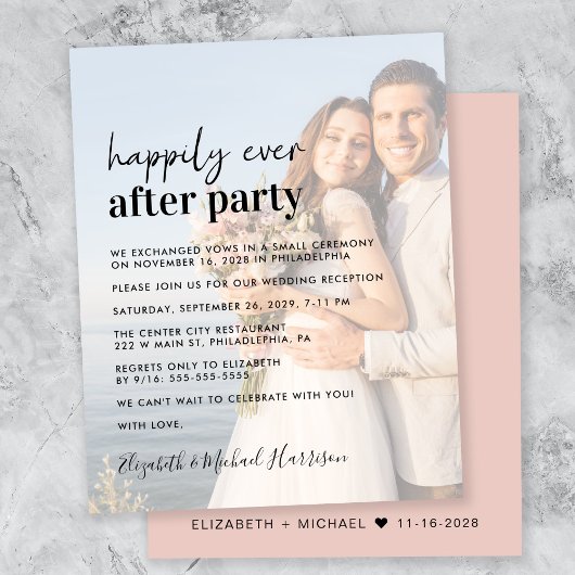Papier Budget Photo Overlay Mariage Réception Invitation