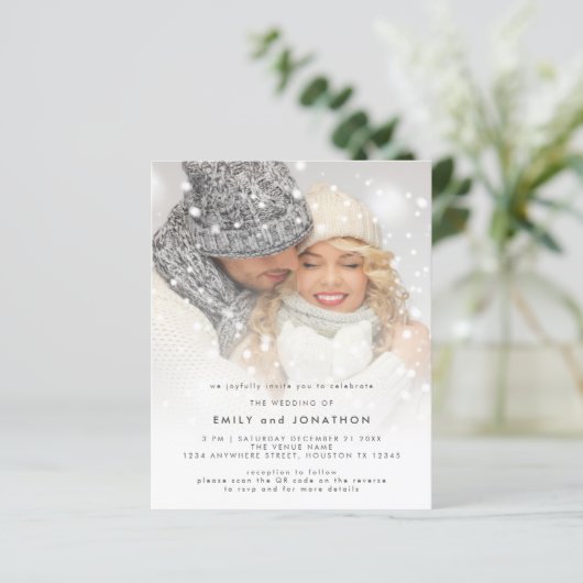Papier Budget Photo Overlay QR Code Hivernal Mariage Invi (Debout devant)