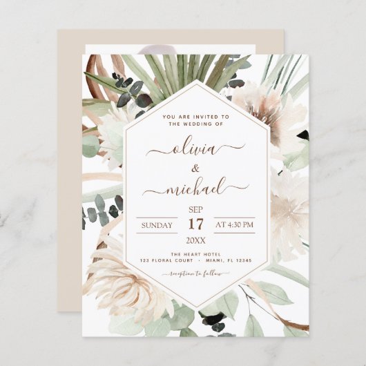 Papier Budget Photo Pampas Mariage Boho Grass (Devant / Derrière)