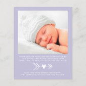 Papier Budget Photo Purple Baby Girl Faire-part de naissa (Dos)