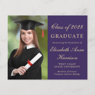 Papier Budget Photo Purple Graduation Party Invitation