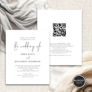 Papier Budget Photo QR Code Elégant Script Wedding Invita