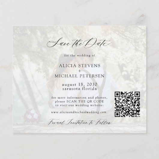 Papier Budget photo QR CODE mariage élégant enregistrer l (Dos)