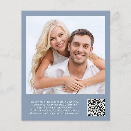Papier Budget Photo QR Code Mariage Réception Invitation (Dos)