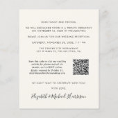 Papier Budget Photo QR Code Mariage Réception Invitation (Dos)