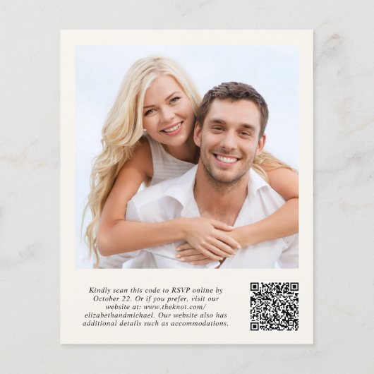 Papier Budget Photo QR Code Mariage Réception Invitation (Dos)