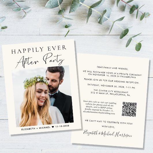 Papier Budget Photo QR Code Mariage Réception Invitation