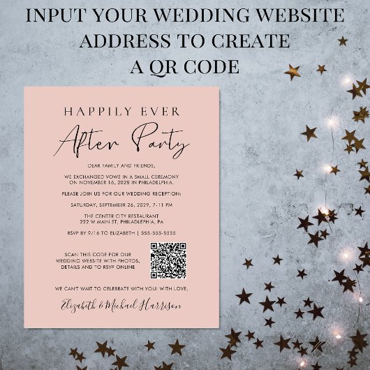 Papier Budget Photo QR Code Mariage Réception Invitation