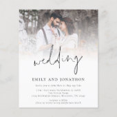 Papier Budget Photo QR Code Moderne Script Mariage Invita (Devant)