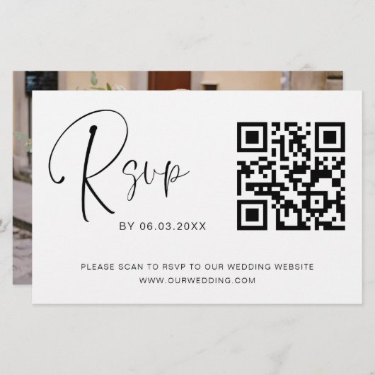 Papier Budget Photo QR Code RSVP Site Mariage (Devant / Derrière)