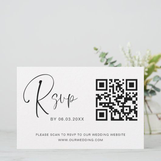 Papier Budget Photo QR Code RSVP Site Mariage (Debout devant)