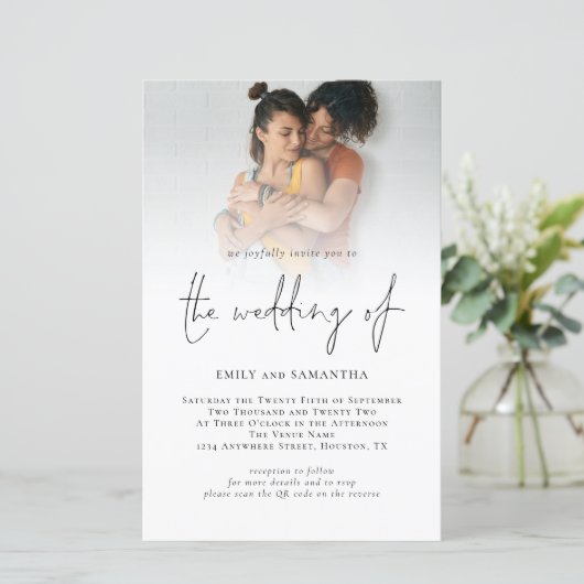 Papier Budget Photo QR Code Script Mariage lesbien (Debout devant)