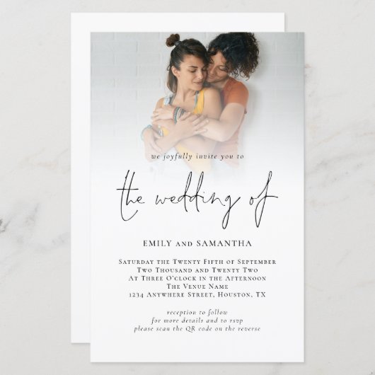 Papier Budget Photo QR Code Script Mariage lesbien (Devant / Derrière)