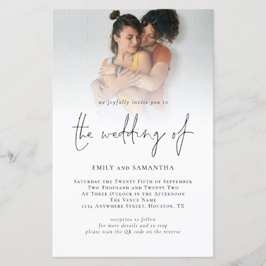 Papier Budget Photo QR Code Script Mariage lesbien (Devant)