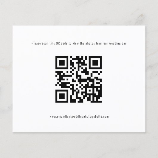 Papier Budget Photo QR Code to Mariage Photos Merci (Dos)