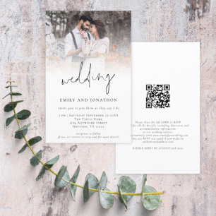 Papier Budget Photo QR Invitation de mariage de script in