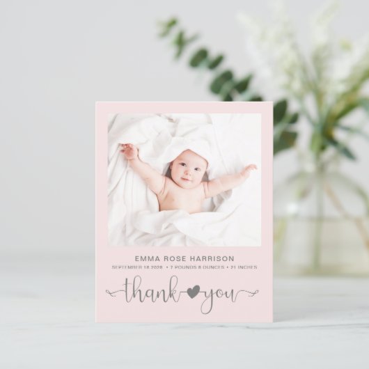 Papier Budget Photo rose bébé fille Faire-part de naissan (Debout devant)