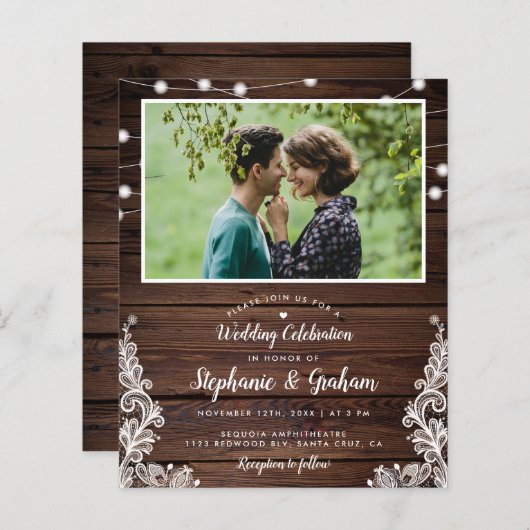 Papier Budget Photo Rustique Chaîne Lumières & Mariage de (Devant / Derrière)