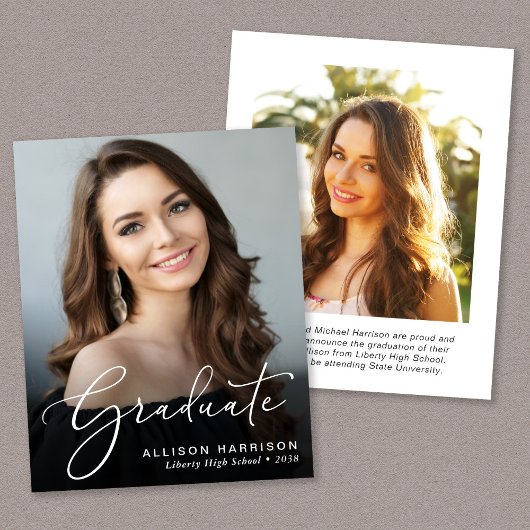 Papier Budget Photo Script Graduation Announcement