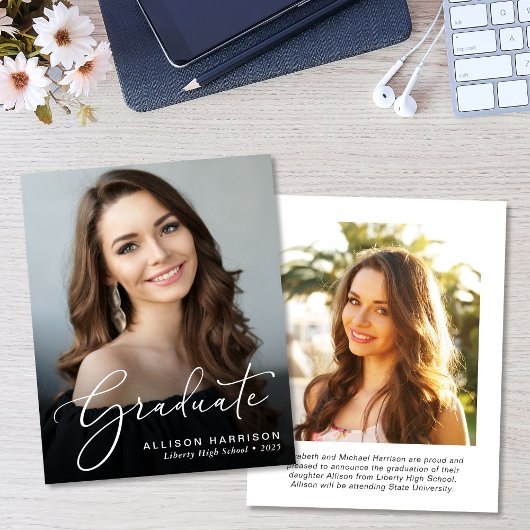 Papier Budget Photo Script Graduation Announcement