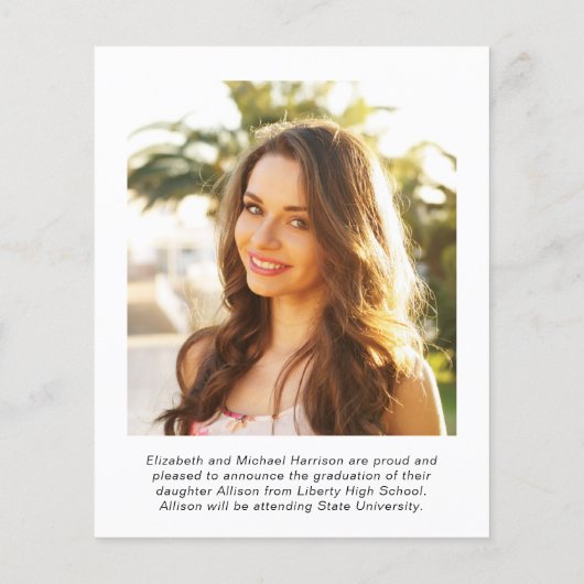 Papier Budget Photo Script Graduation Announcement (Dos)