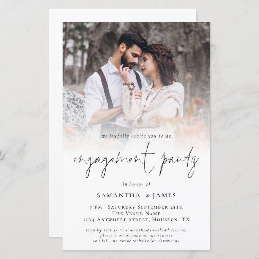 Papier Budget Photo Script QR Engagement Partie Invitatio (Devant / Derrière)