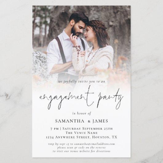 Papier Budget Photo Script QR Engagement Partie Invitatio (Devant)