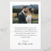 Papier Budget Photo Script Vert Sauge Mariage Merci (Dos)
