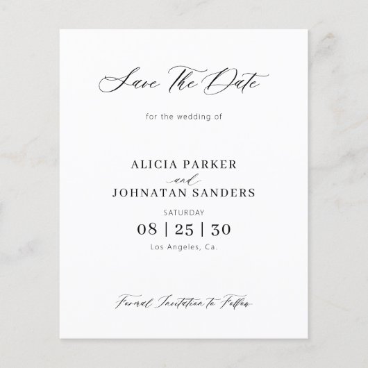 Papier Budget photo simple mariage élégant enregistrer la (Devant)