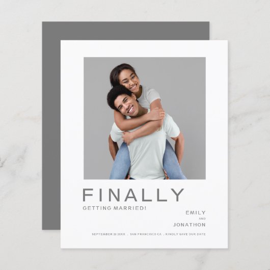 Papier Budget Photo Simple Typographie Gris Enregistrer L (Devant / Derrière)