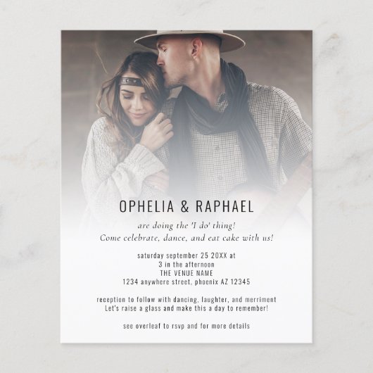 Papier Budget Photo superposition QR Fun Mariage informel (Devant)