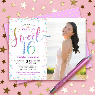 Papier Budget Photo Sweet 16 Parties scintillant arc-en-c