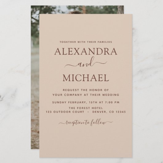 Papier Budget Photo Terracotta Boho Mariage Simple (Devant / Derrière)