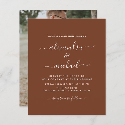 Papier Budget Photo Terracotta Boho Mariage Simple (Devant / Derrière)