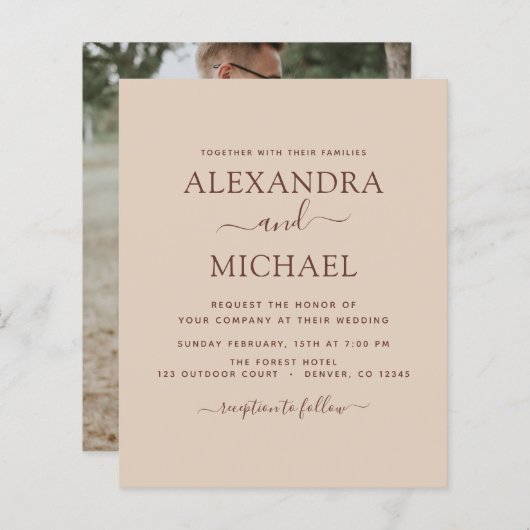 Papier Budget Photo Terracotta Boho Mariage Simple (Devant / Derrière)