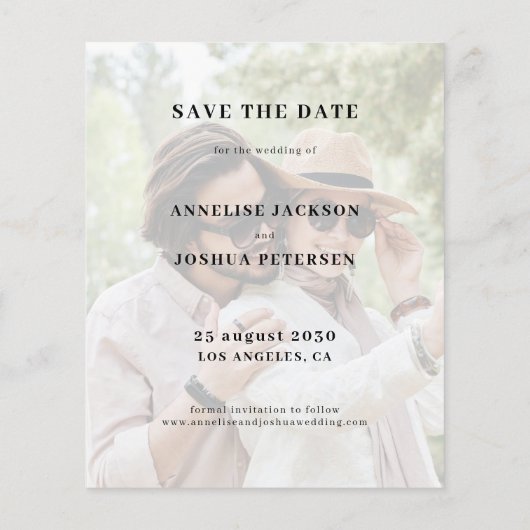 Papier Budget photo typographie mariage enregistrer la da (Dos)