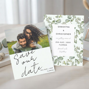 Papier Budget Photo Vert Sauge Enregistrez la Date