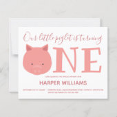 Papier Budget Pig One Baby First Birthday (Devant)