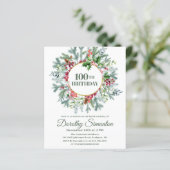 Papier Budget Pine Holly Berry Invitation 100e anniversai (Debout devant)