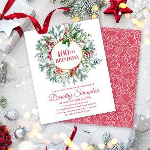 Papier Budget Pine Holly Berry Invitation 100e anniversai