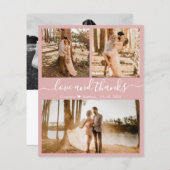 Papier Budget Pink 3 Photo Collage Mariage Merci (Devant / Derrière)