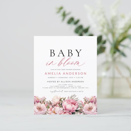 Papier Budget Pink Baby in Bloom Baby shower Élégant (Debout devant)