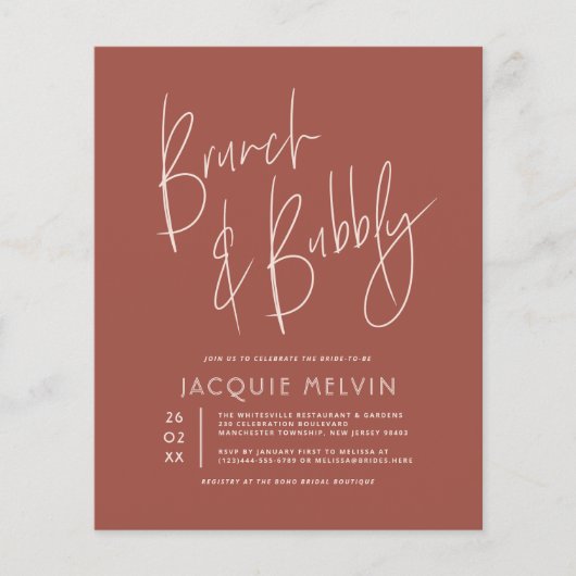 Papier Budget Pink & Boho Rust Bridal Brunch & Bubbly (Devant)