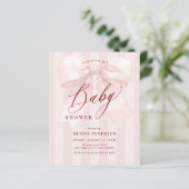 Papier Budget pink bow girl baby shower invitation (Debout devant)