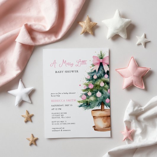 Papier Budget Pink Bow Noël Joyeux petit Baby shower