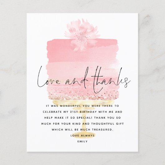 Papier Budget Pink Cake Script 21e anniversaire Merci (Devant)